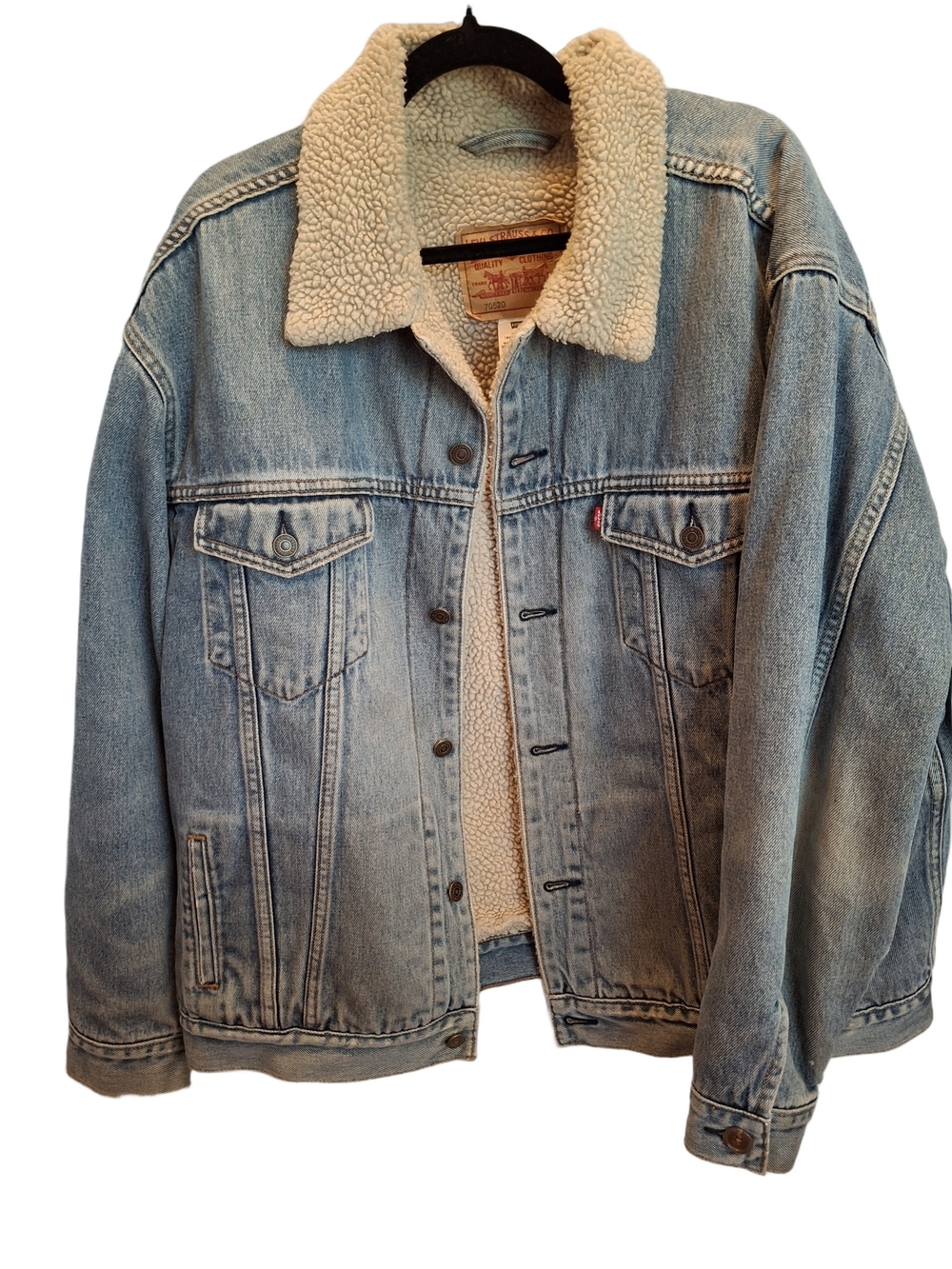 Levi's Light Blue Denim Sherpa Jacket Western Cowboy Vintage Retro 80s